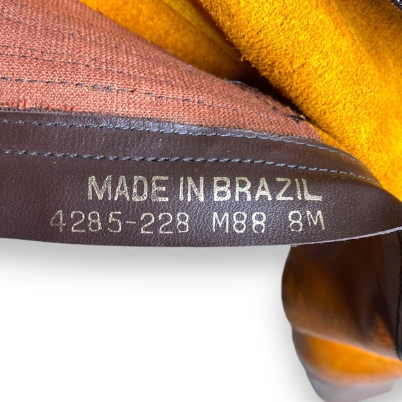 Vintage PLATFORM BOOTS Tan Leather Braided 1970s Campus Boots Size 8 - Picture 10 of 10